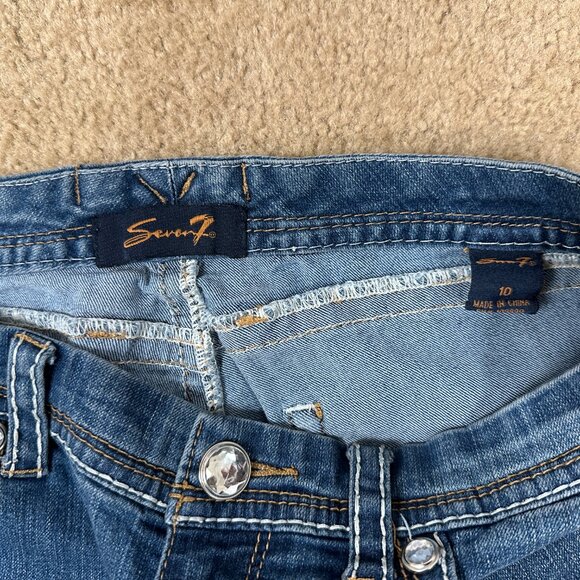 Y2K Women's Seven7 Boot Cut Flare Bling Stretch Jeans Size 10 W 30" L 32.5" Used - Picture 8 of 11